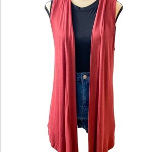 Red Sleeveless Cardigan